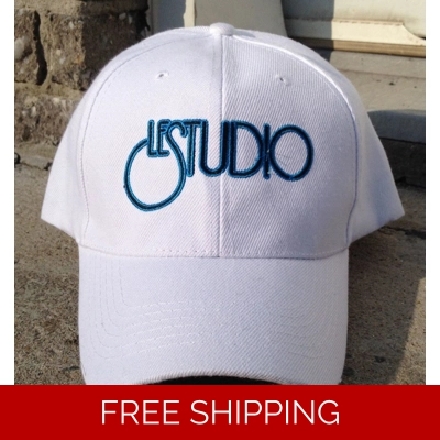 Le Studio Baseball Hat White B & B Front Logo